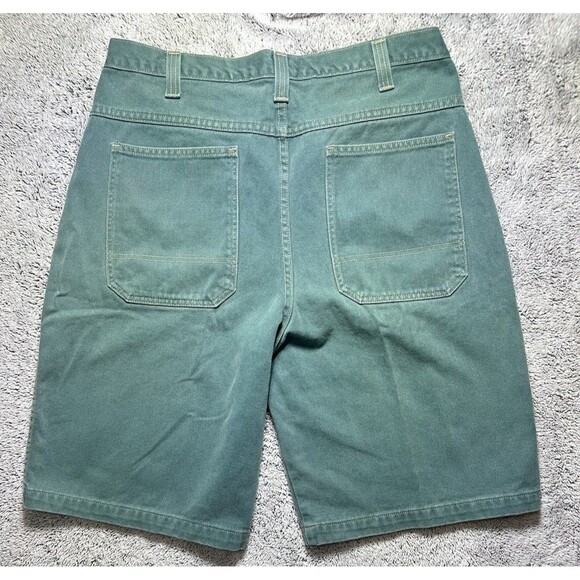 Vintage 90s Streetwear Mens 38 Faded Baggy Loose Denim Short Green Skater Grunge - Picture 11 of 14